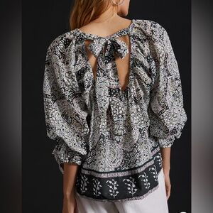 NWT Cleobella Anna Blouse Anthropologie W Sz. M Boho Hippie Festival Puff Sleeve